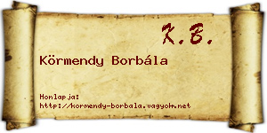 Körmendy Borbála névjegykártya
